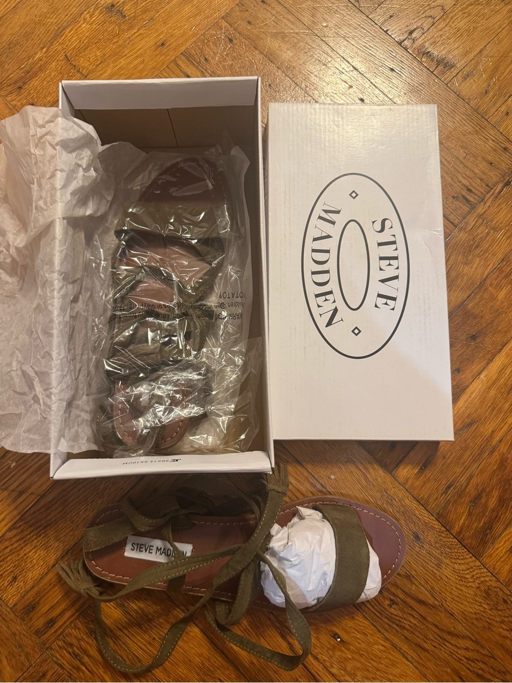 Steve Madden KARRA Olive Suede Lace-Up Gladiator Sandal - Picture 5 of 5